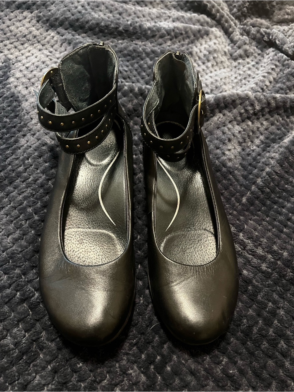 Dansko Black Studded Ankle-Strap Mules